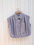 Hazel Gingham Sleeveless Blouse - White/Brown - Kubanna