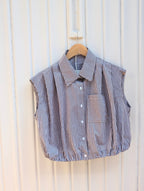 Hazel Gingham Sleeveless Blouse - White/Brown - Kubanna