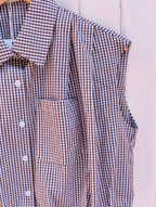 Hazel Gingham Sleeveless Blouse - White/Brown - Kubanna