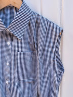 Hazel Gingham Sleeveless Blouse - White/Navy - Kubanna