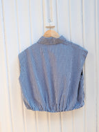 Hazel Gingham Sleeveless Blouse - White/Navy - Kubanna