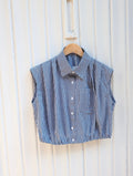 Hazel Gingham Sleeveless Blouse - White/Navy - Kubanna