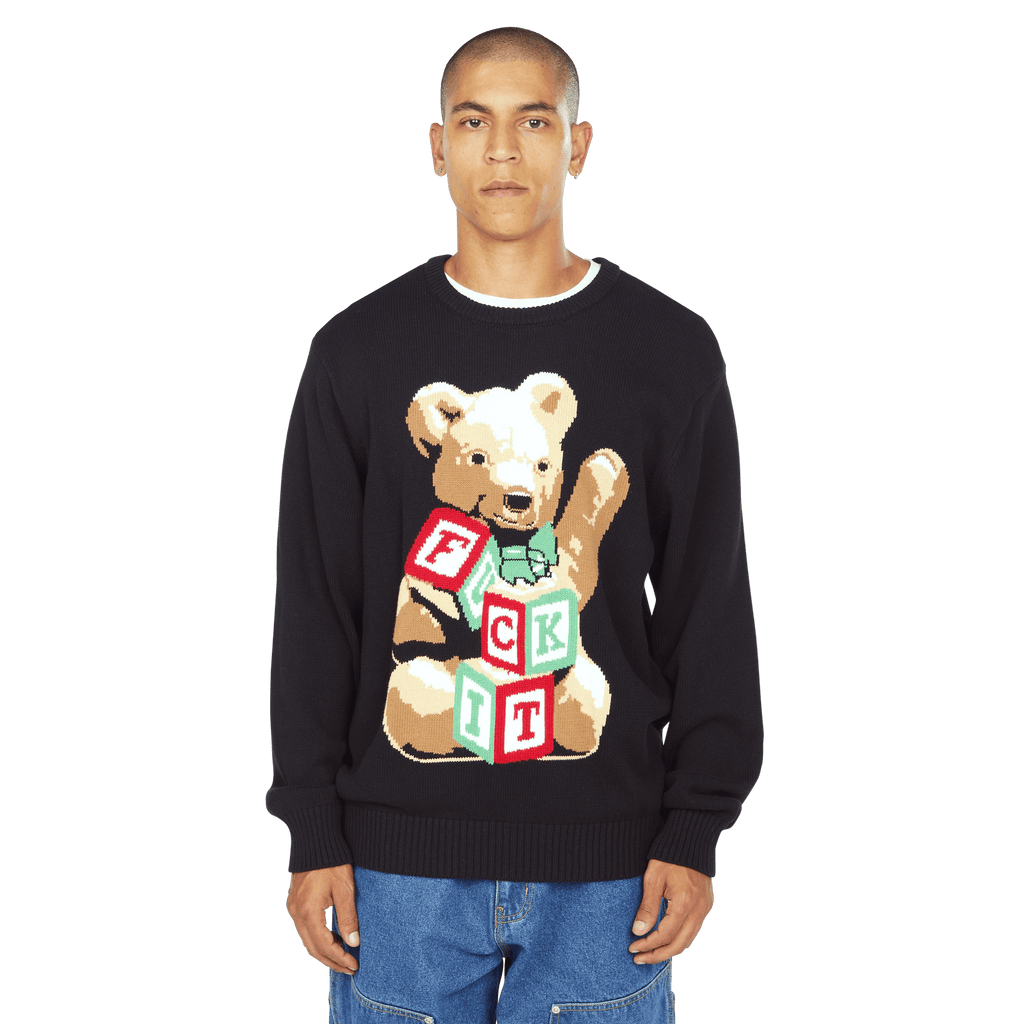 HUF Gift Bear Intarsia Sweater - Black - Kubanna