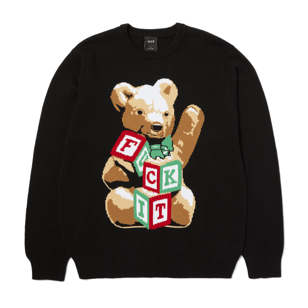 HUF Gift Bear Intarsia Sweater - Black - Kubanna