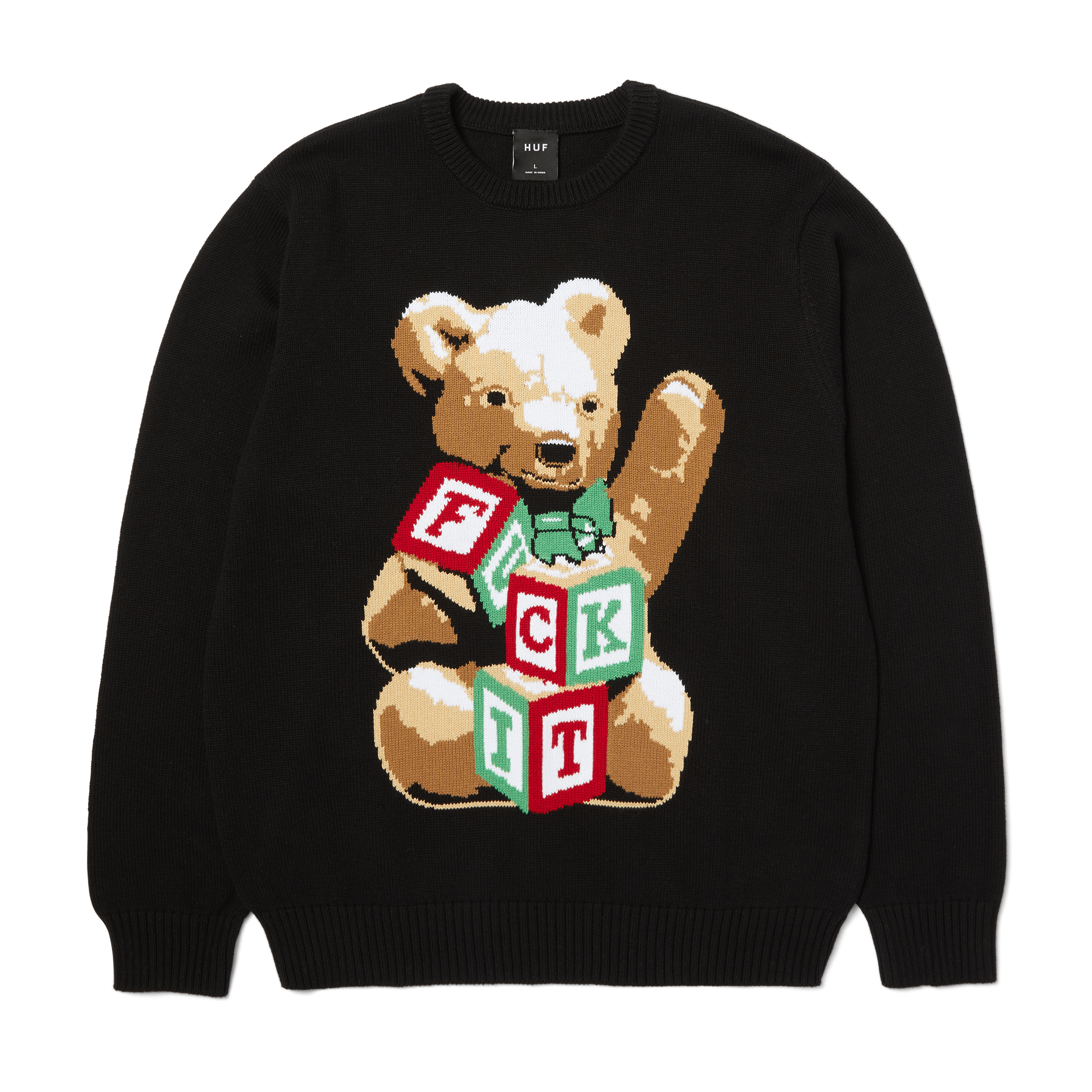HUF Gift Bear Intarsia Sweater - Black - Kubanna