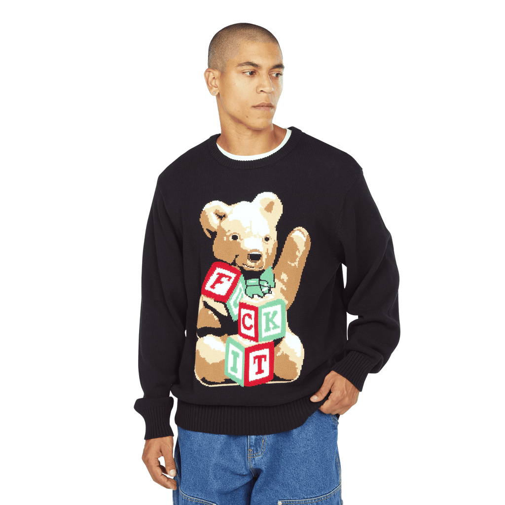 HUF Gift Bear Intarsia Sweater - Black - Kubanna