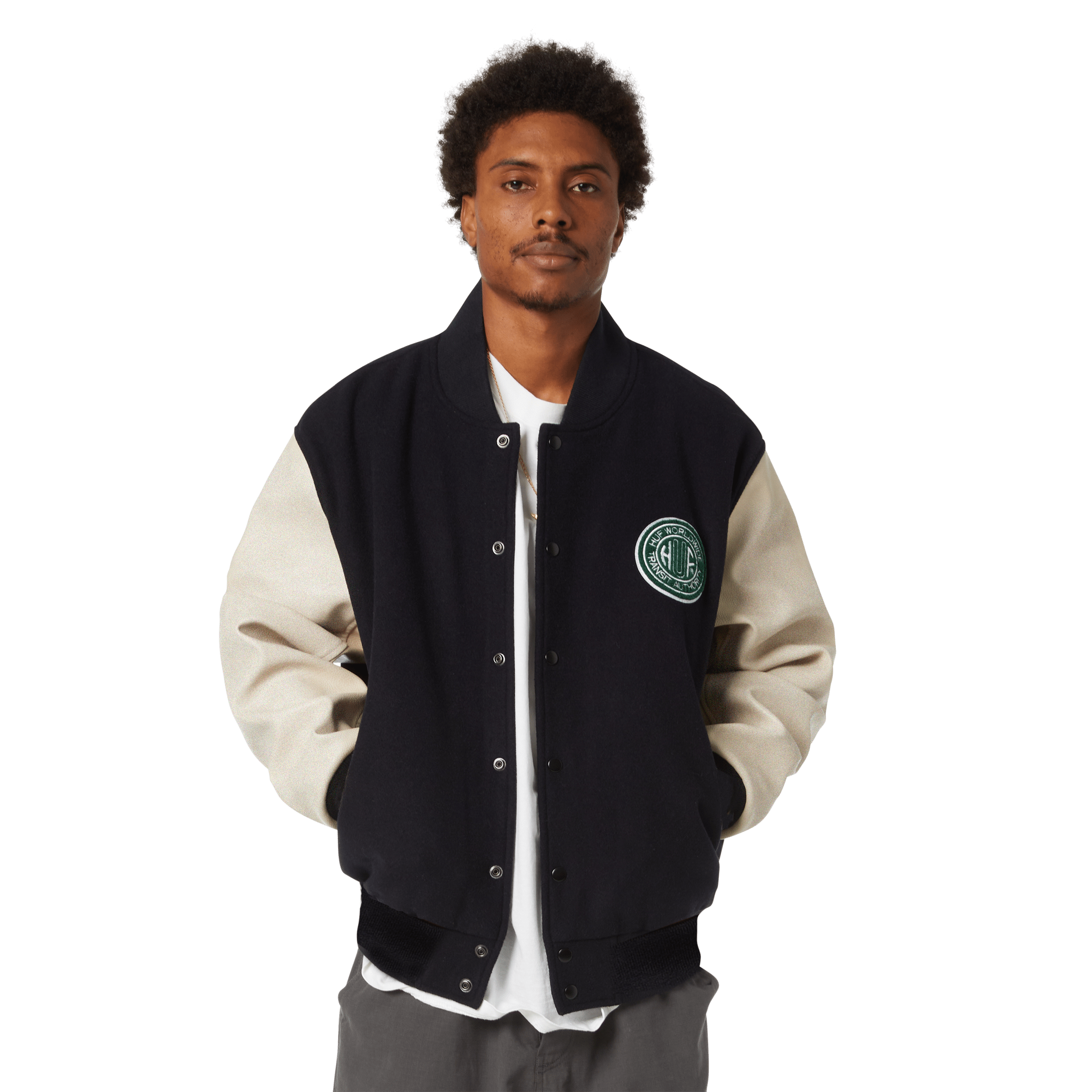HUF Global Transit Varsity Jacket - Navy - Kubanna