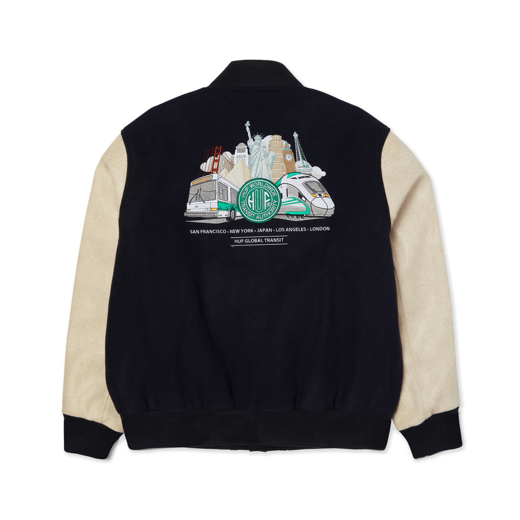 HUF Global Transit Varsity Jacket - Navy - Kubanna
