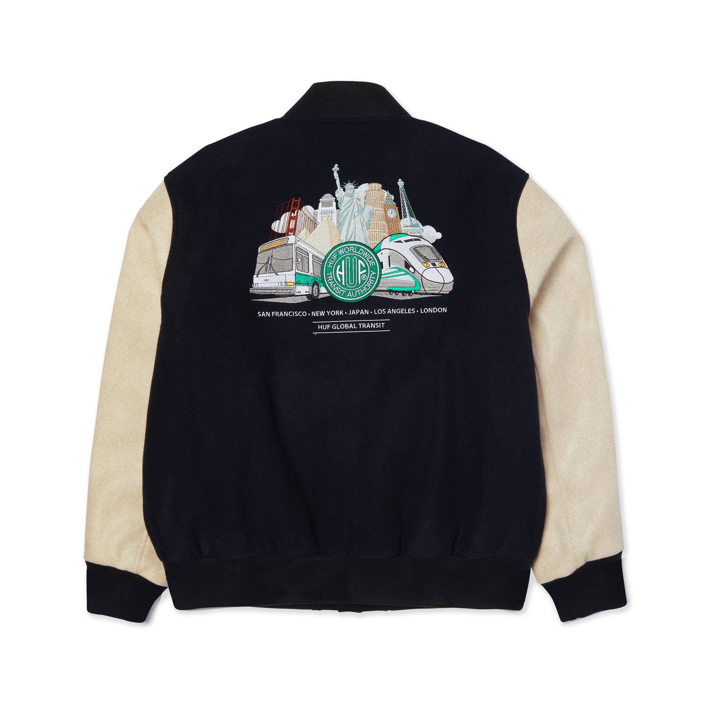 HUF Global Transit Varsity Jacket - Navy - Kubanna