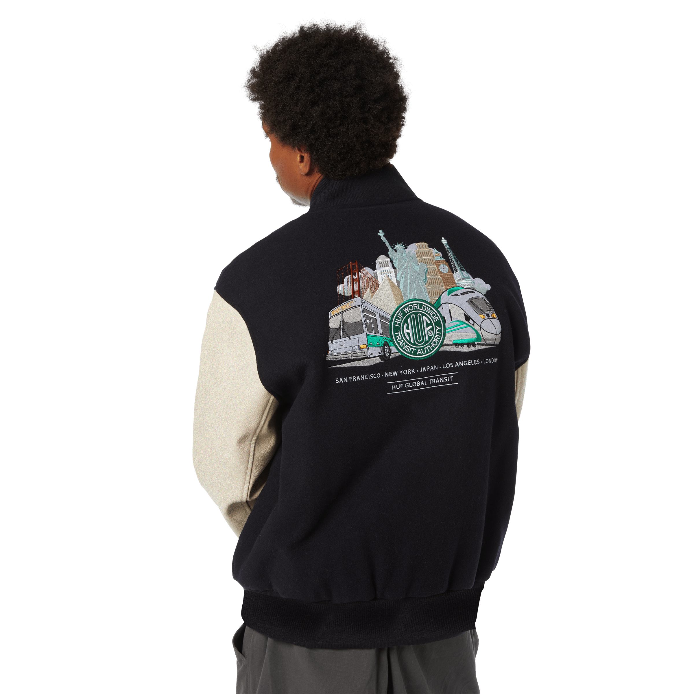 HUF Global Transit Varsity Jacket - Navy - Kubanna