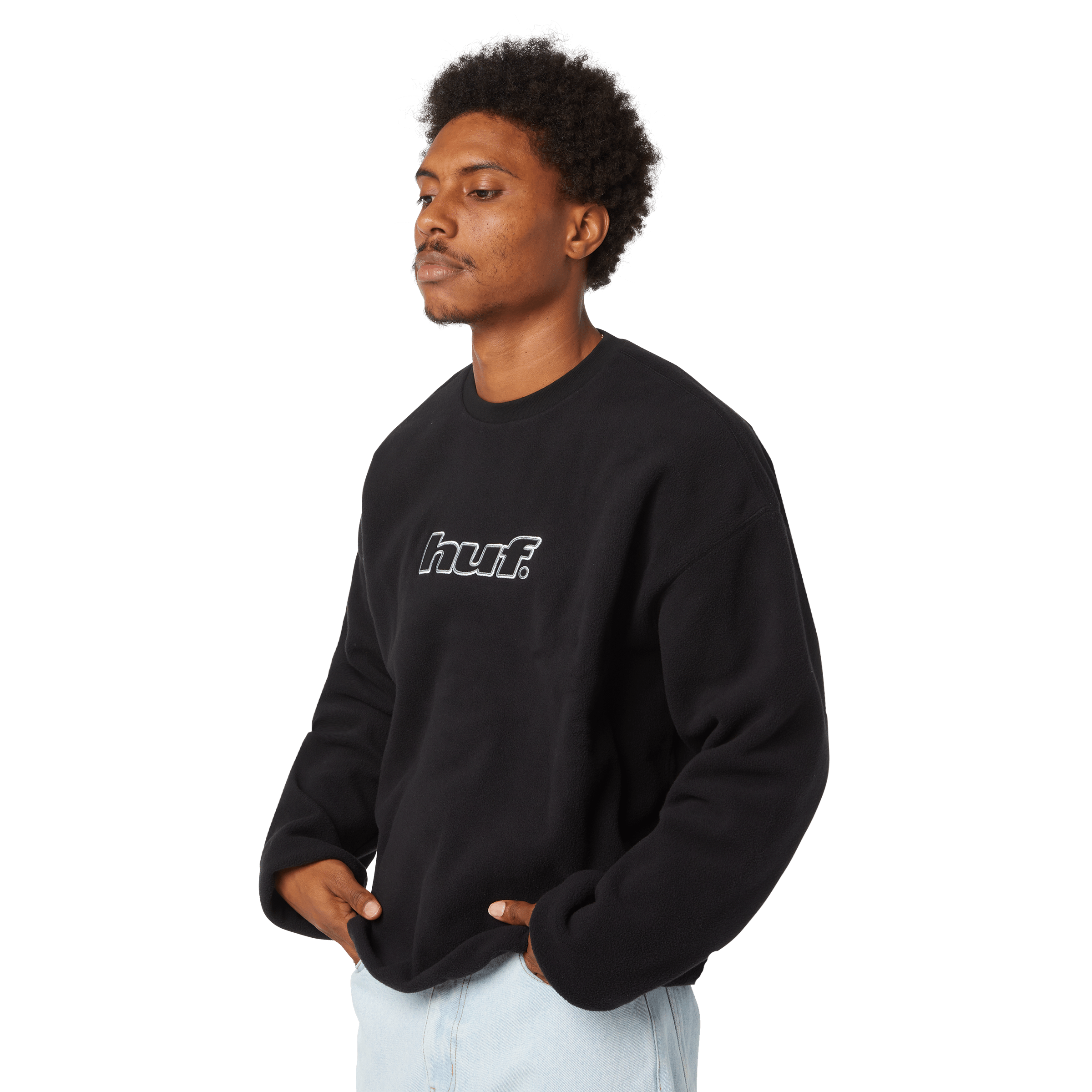 HUF H Dot Polar Fleece Crewneck - Black - Kubanna