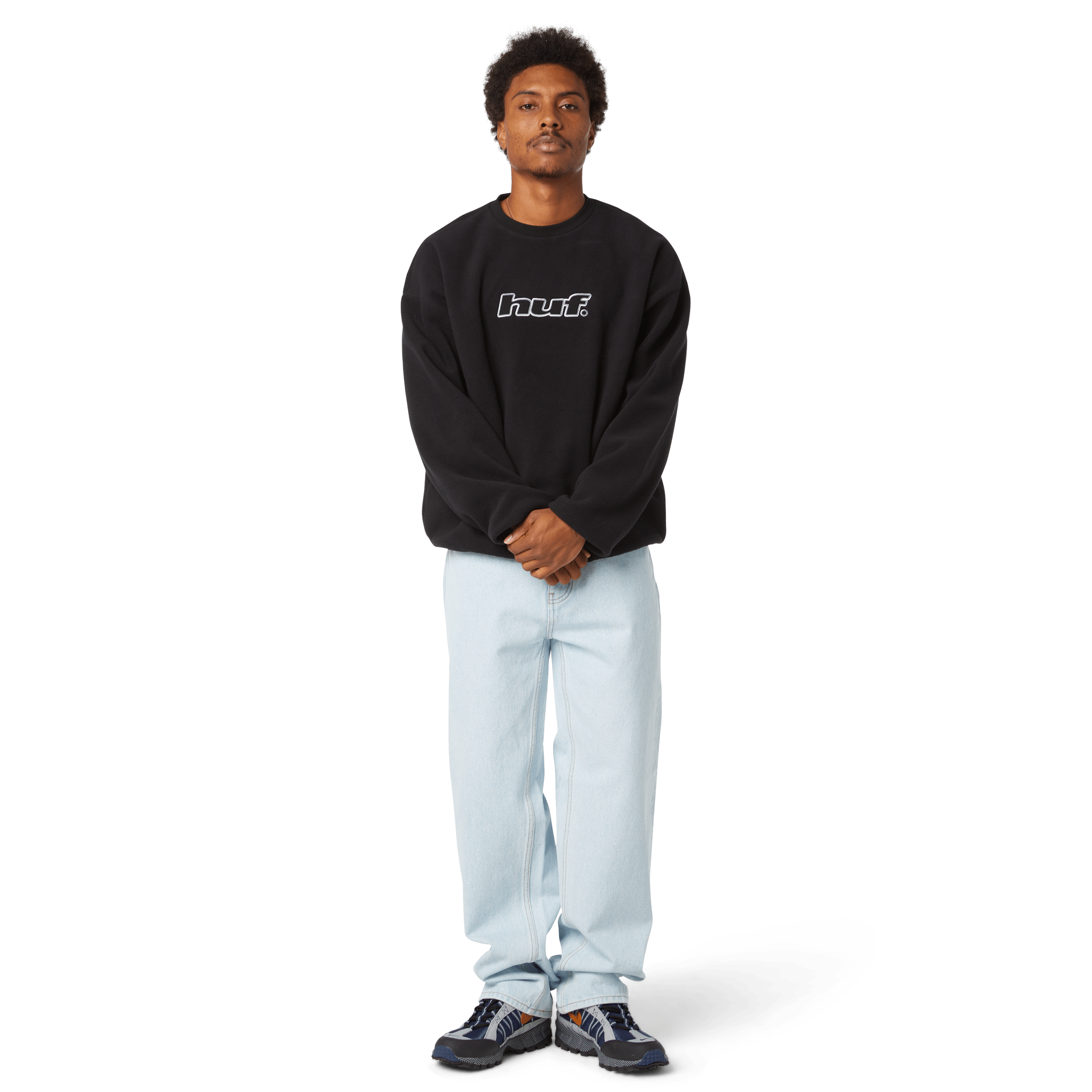 HUF H Dot Polar Fleece Crewneck - Black - Kubanna