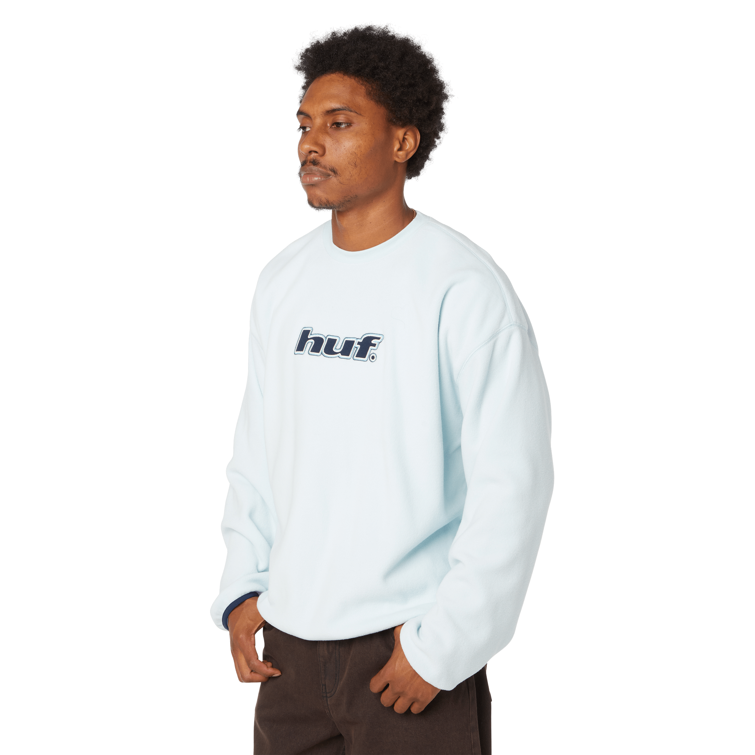 HUF H Dot Polar Fleece Crewneck - Sky - Kubanna
