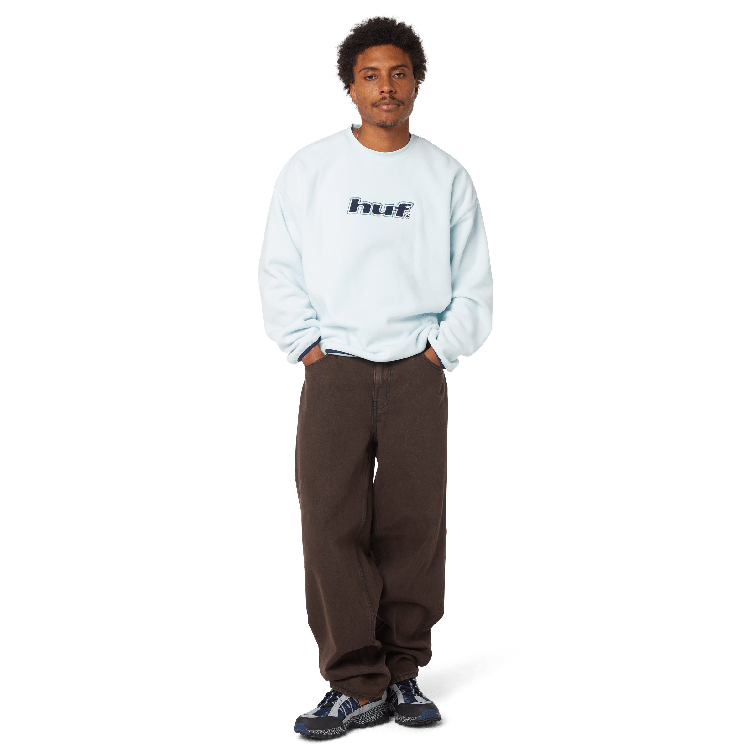 HUF H Dot Polar Fleece Crewneck - Sky - Kubanna