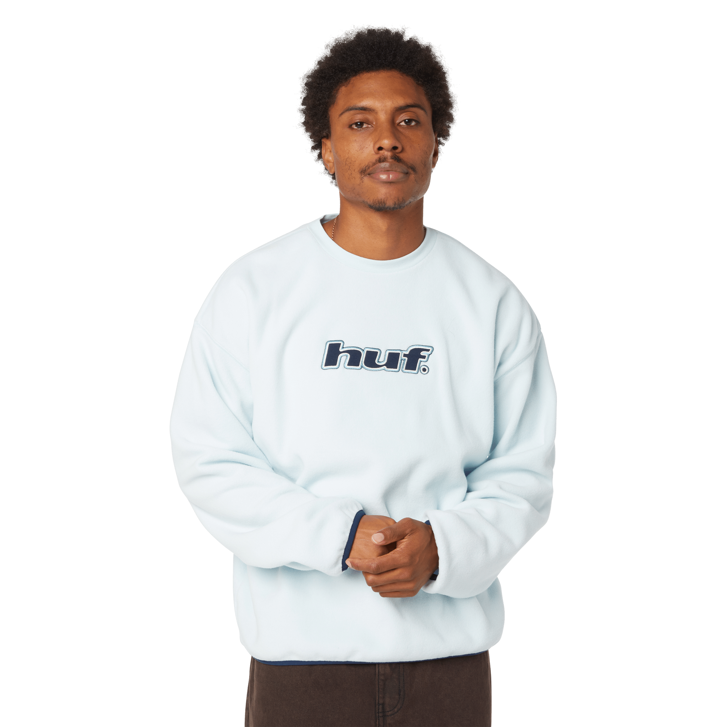 HUF H Dot Polar Fleece Crewneck - Sky - Kubanna