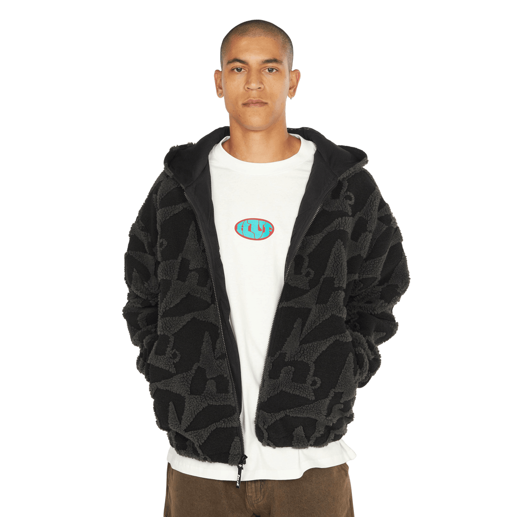 HUF H Star Repeat High Pile Jacket - Black - Kubanna