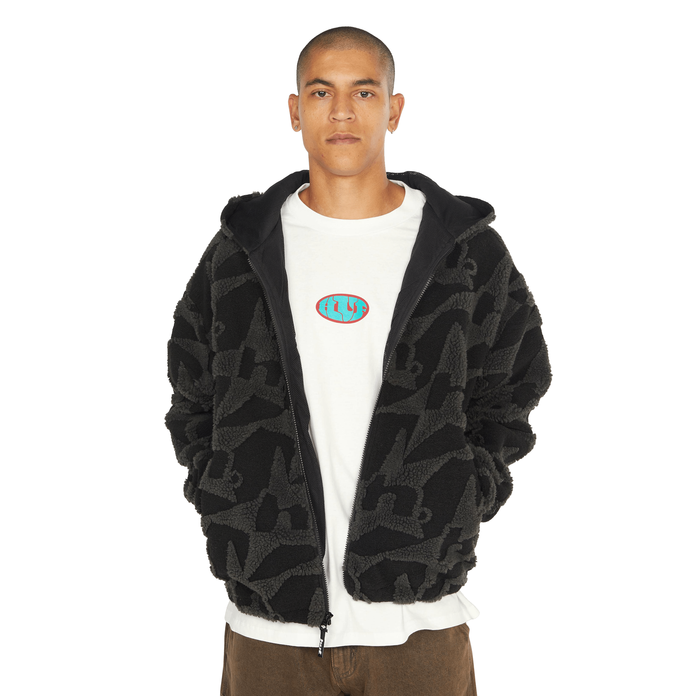 HUF H Star Repeat High Pile Jacket - Black - Kubanna