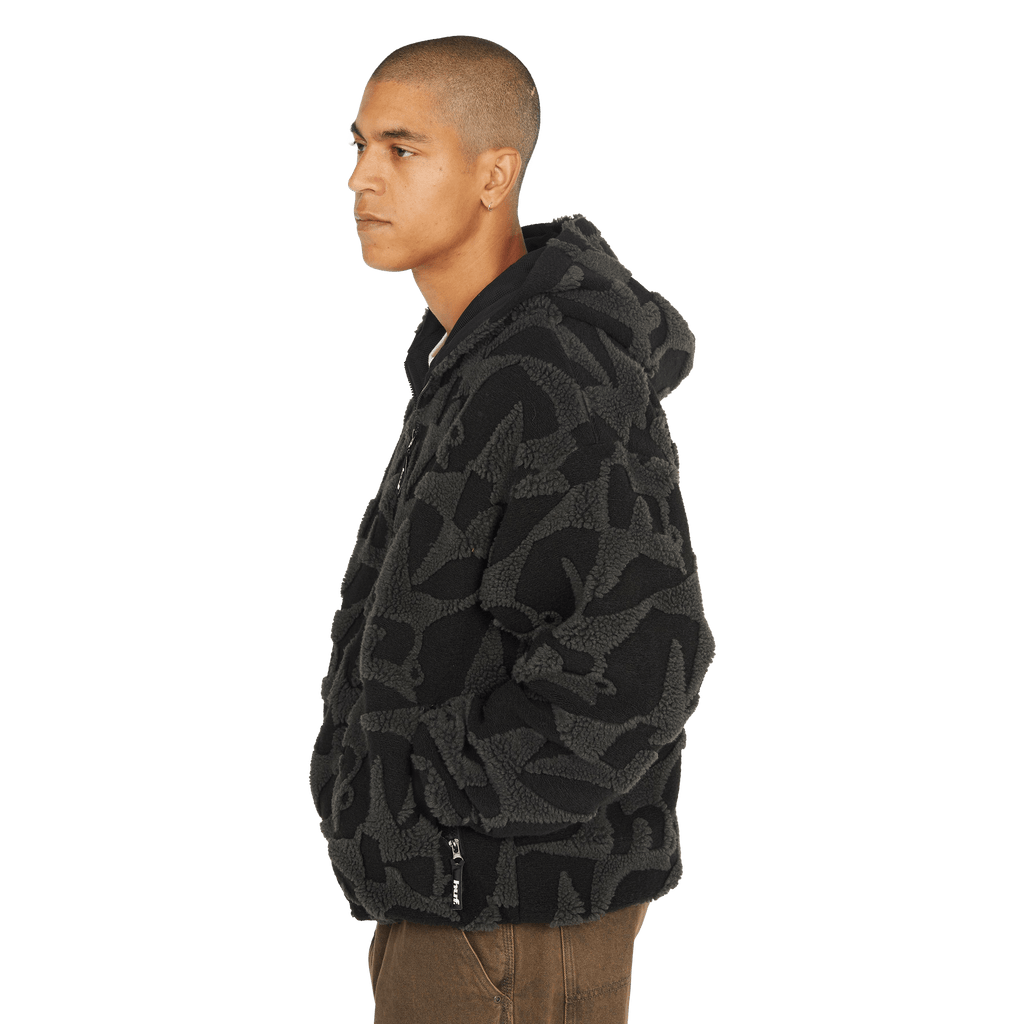 HUF H Star Repeat High Pile Jacket - Black - Kubanna