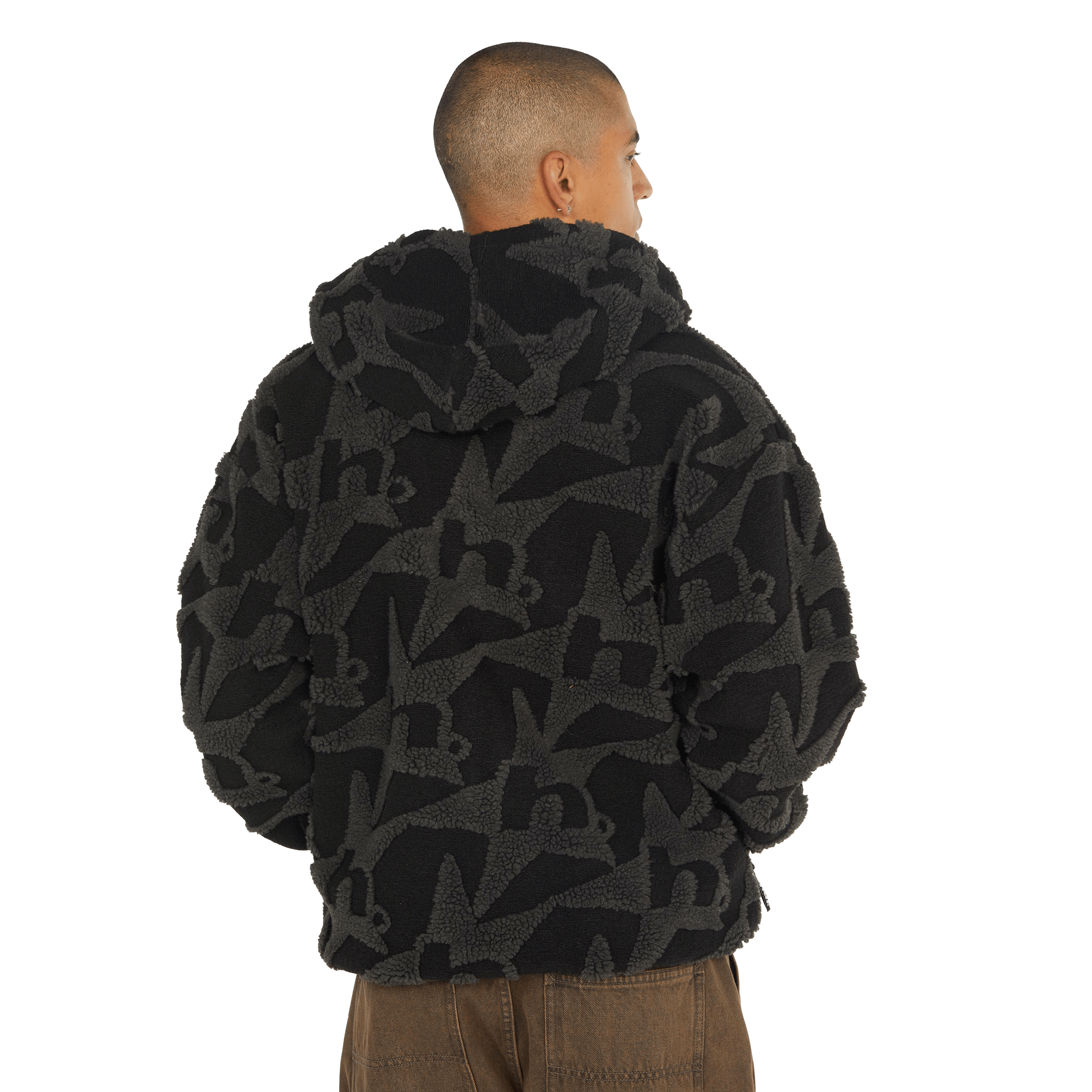 HUF H Star Repeat High Pile Jacket - Black - Kubanna