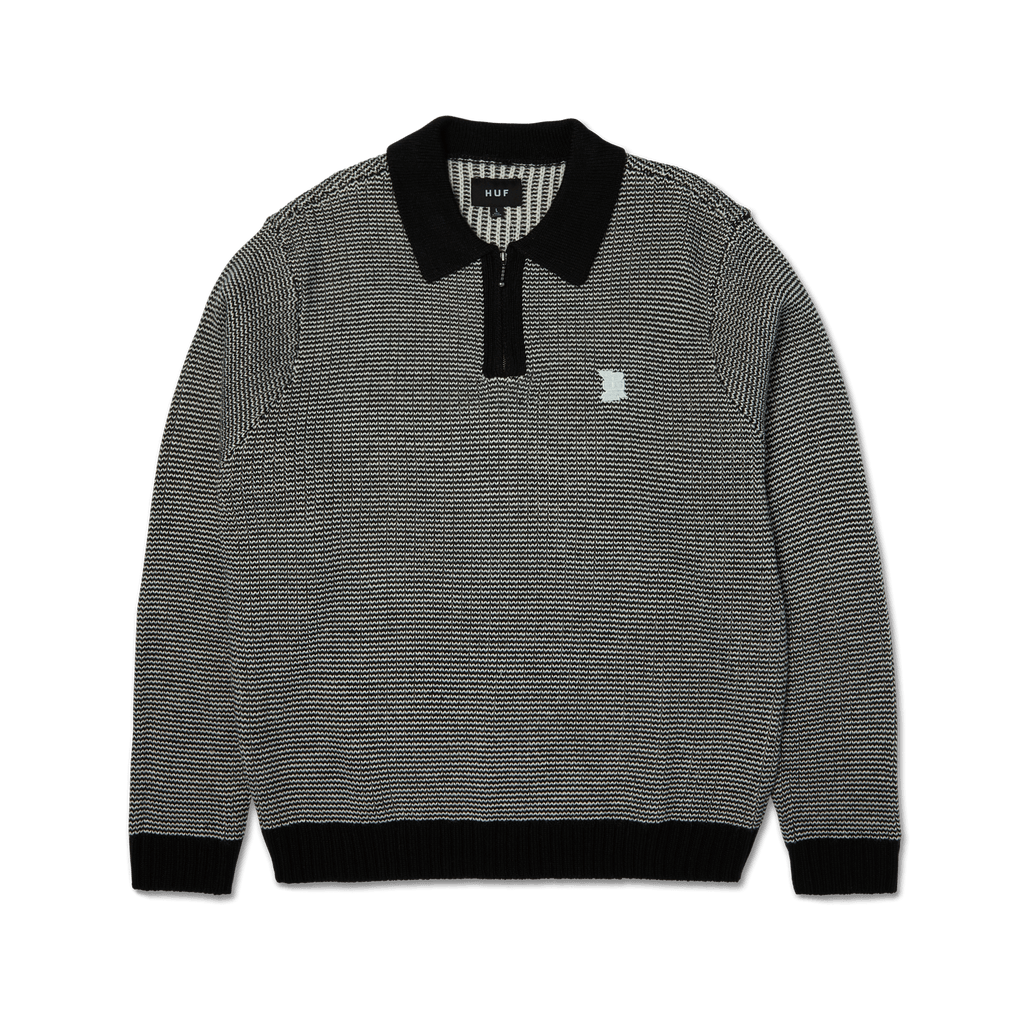 HUF Megablast Two Tone Waffle Sweater - Black/White - Kubanna