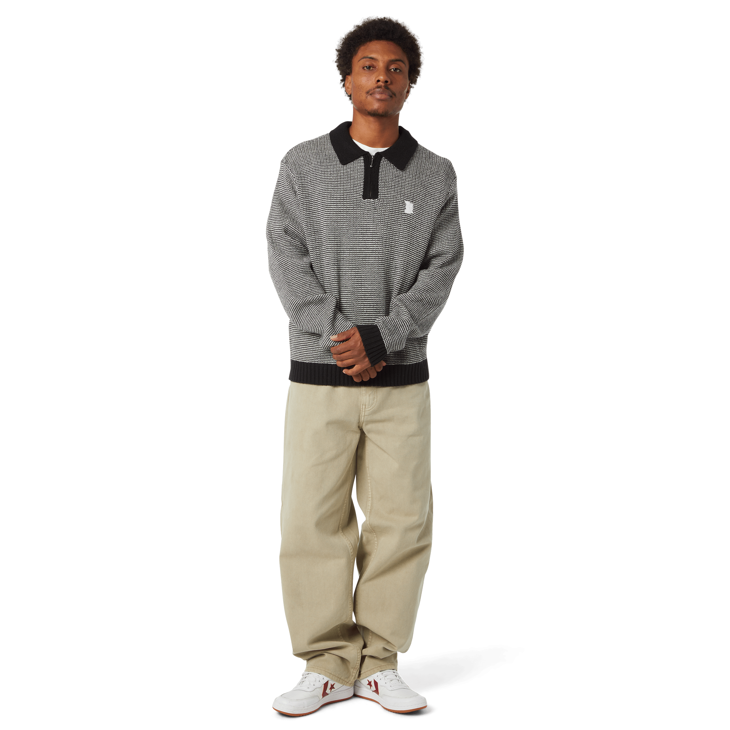 HUF Megablast Two Tone Waffle Sweater - Black/White - Kubanna