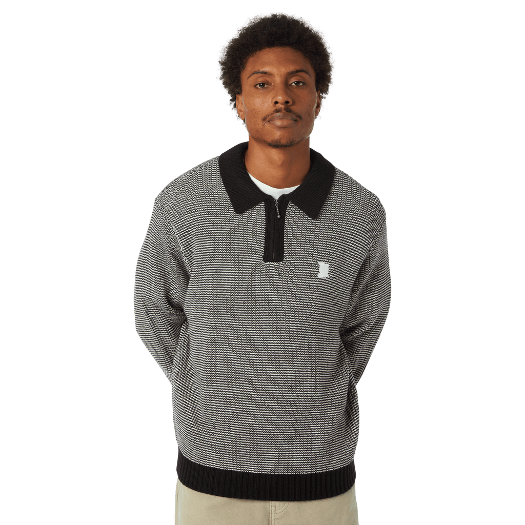 HUF Megablast Two Tone Waffle Sweater - Black/White - Kubanna