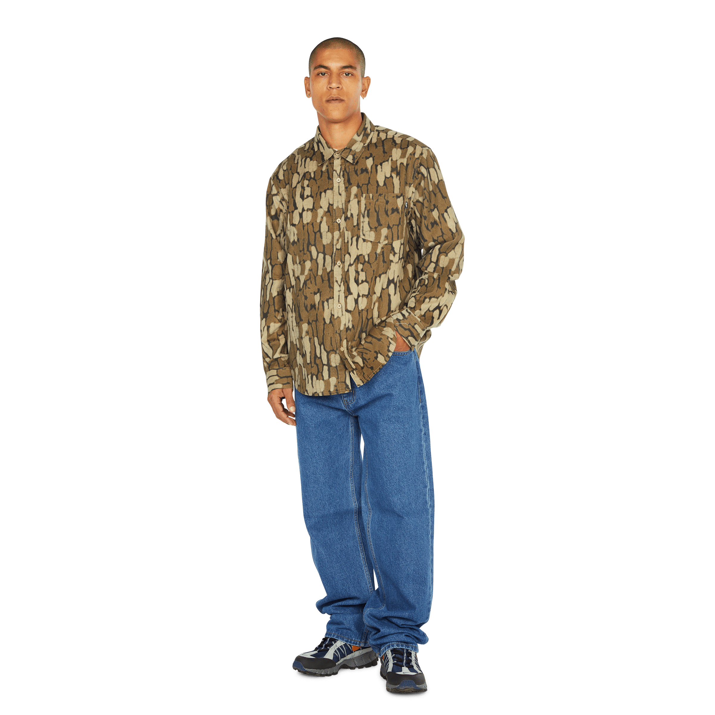 HUF Warped Camo Corduroy Shirt - Muted Camo - Kubanna