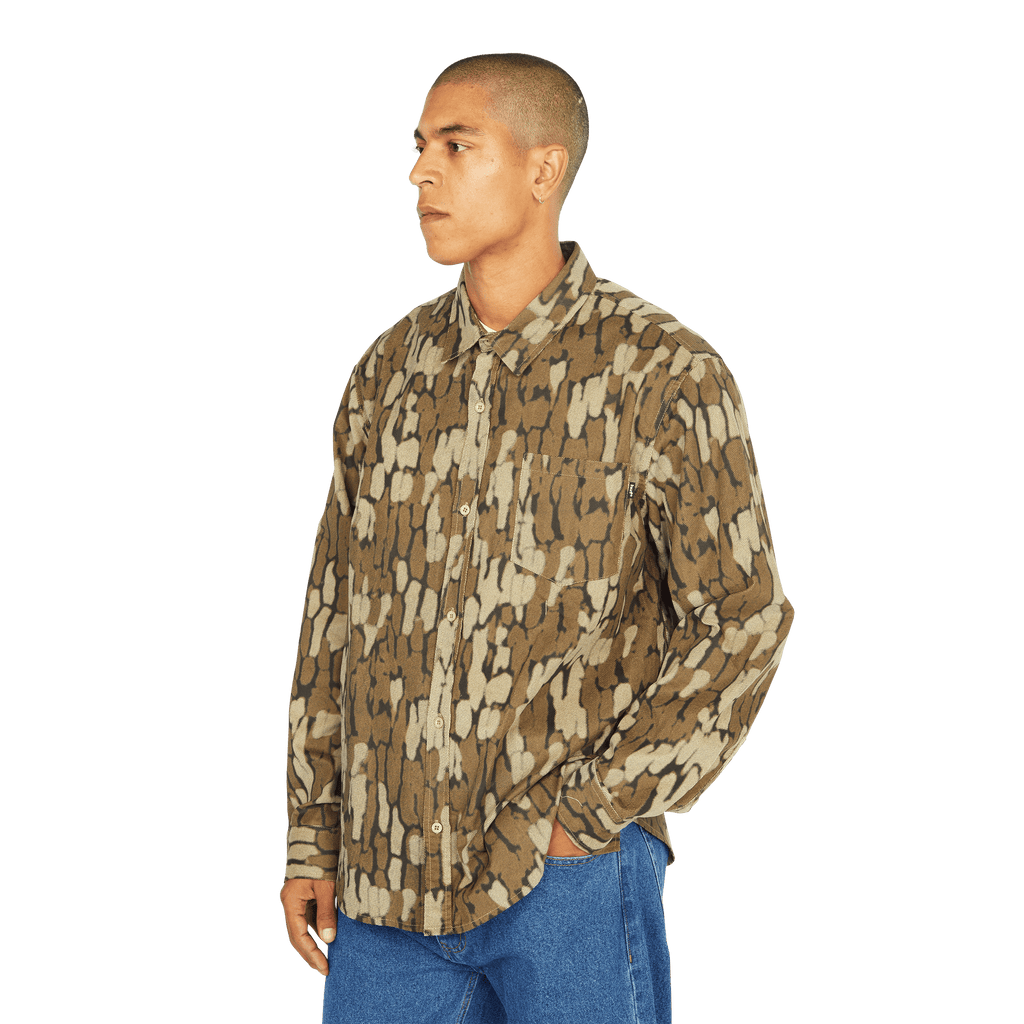 HUF Warped Camo Corduroy Shirt - Muted Camo - Kubanna