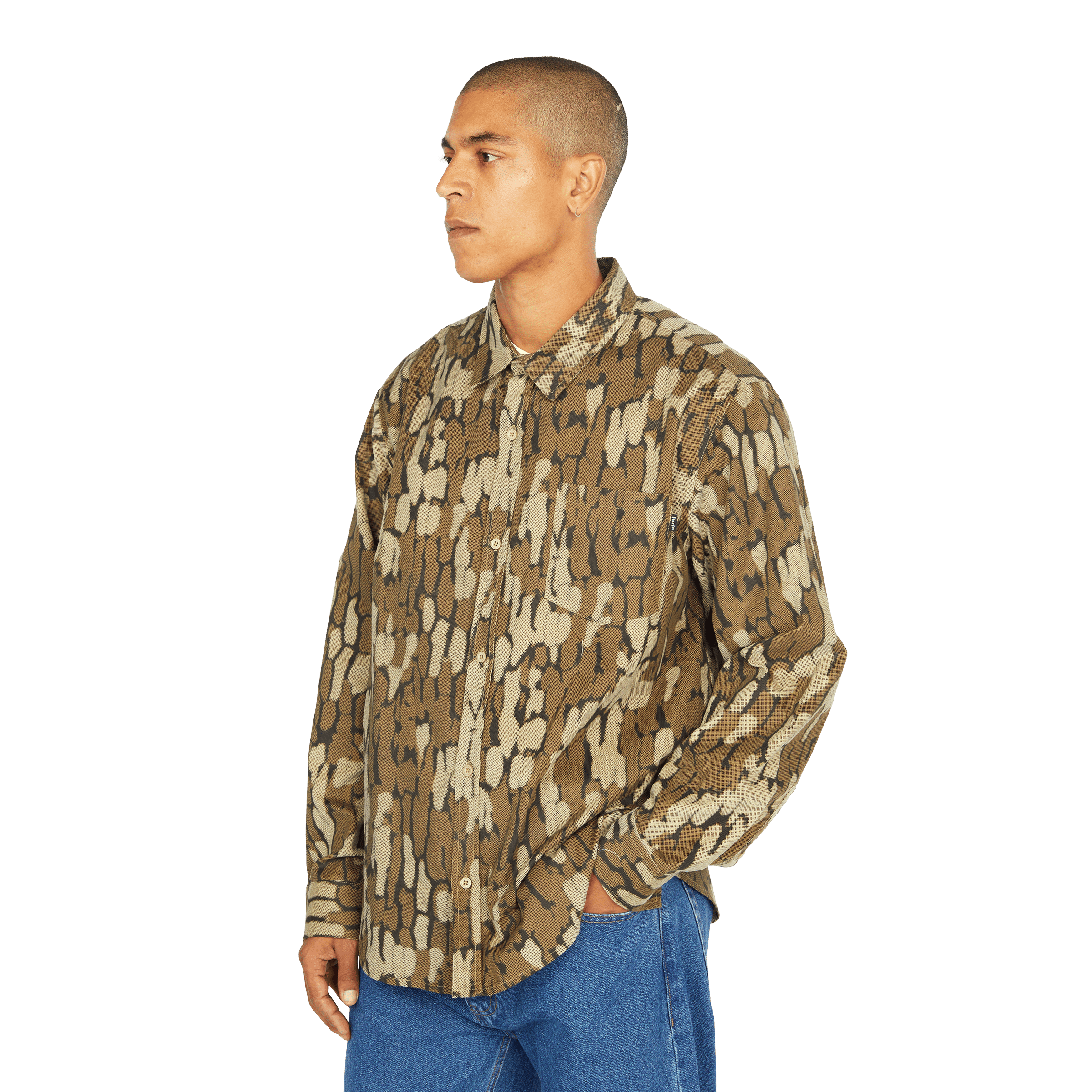 HUF Warped Camo Corduroy Shirt - Muted Camo - Kubanna