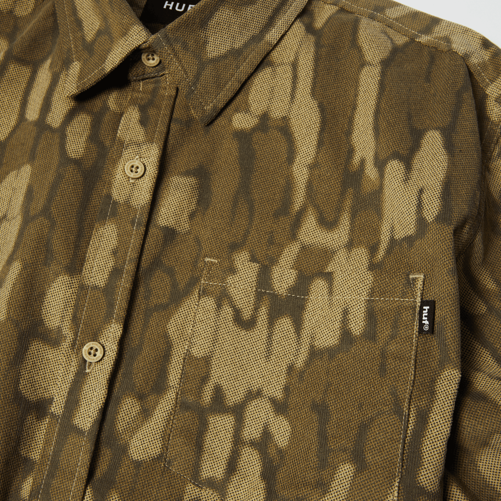 HUF Warped Camo Corduroy Shirt - Muted Camo - Kubanna