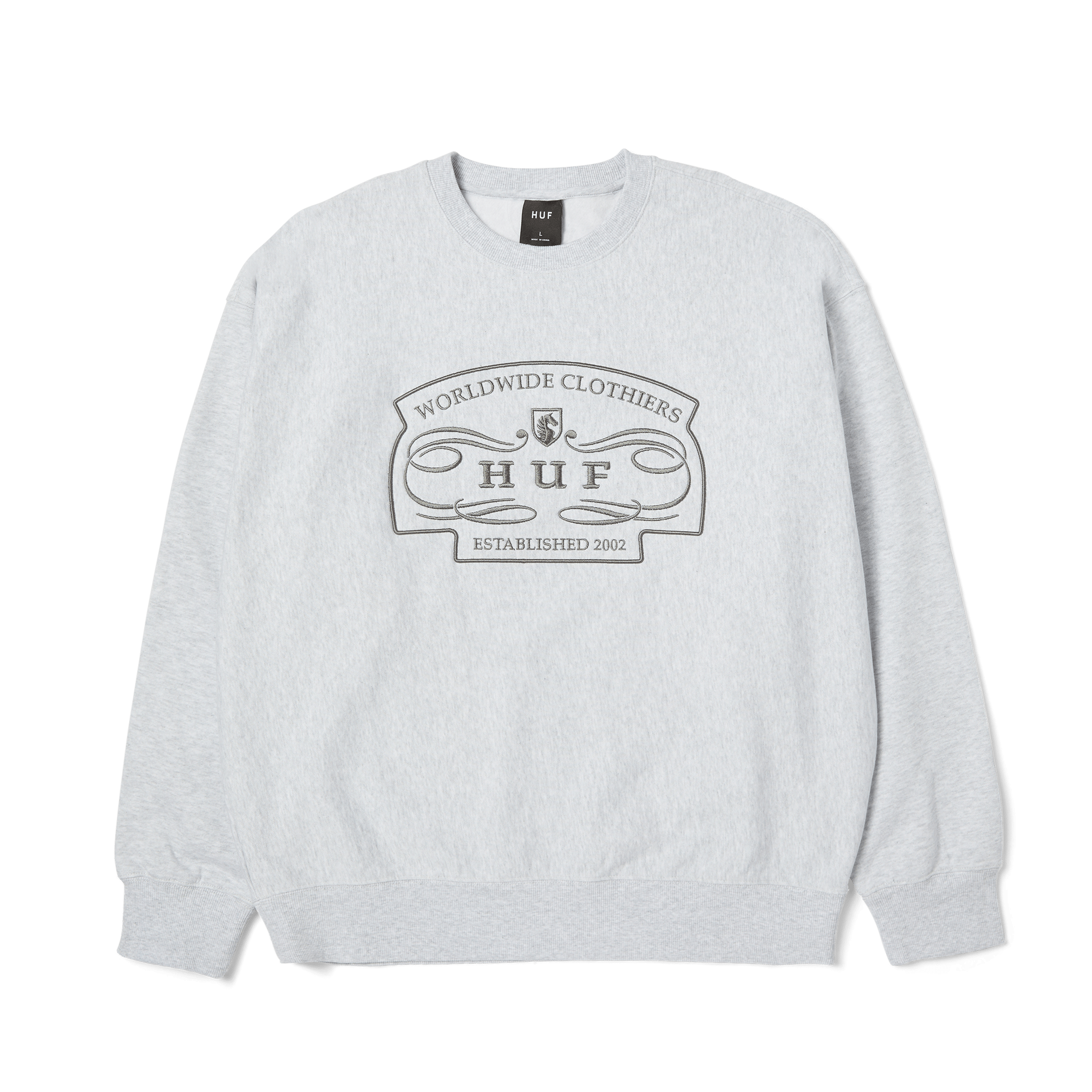 HUF Worldwide Clothiers Crewneck - Heather Grey - Kubanna