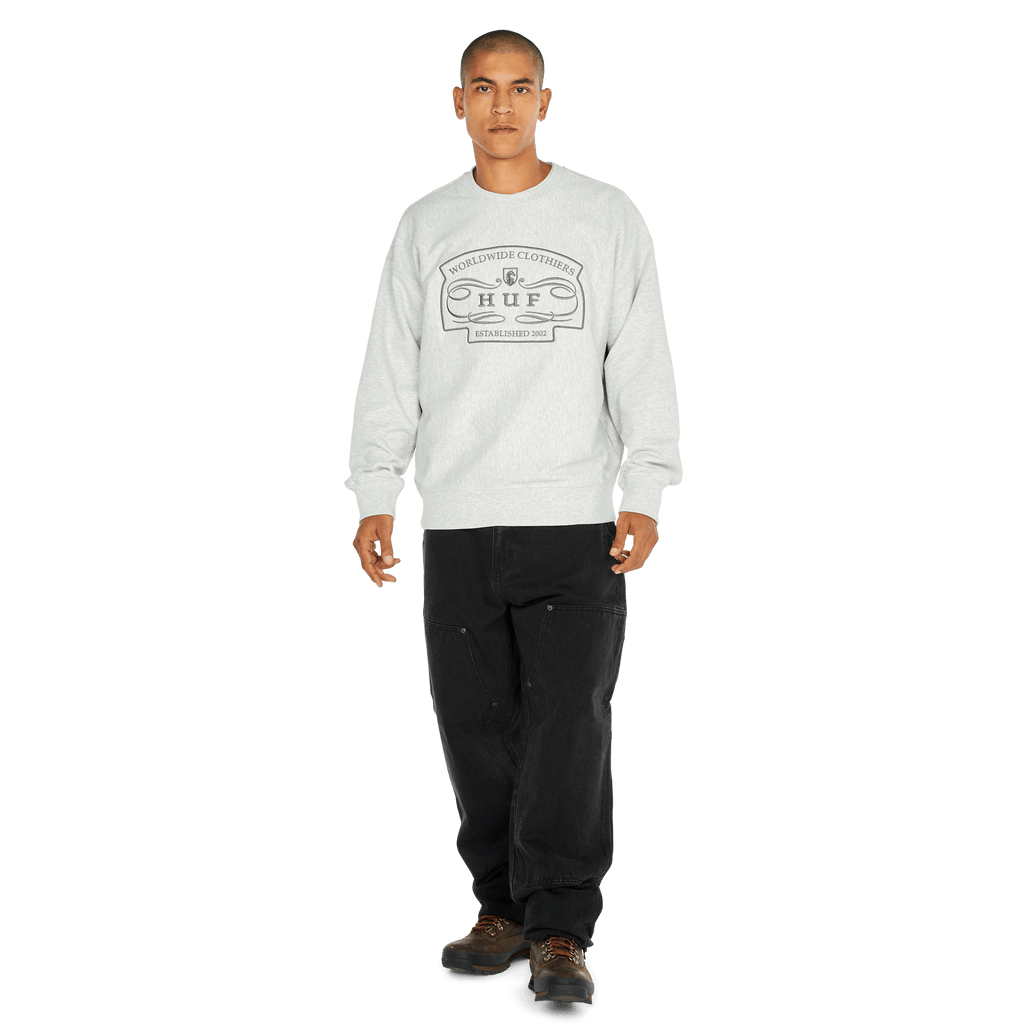 HUF Worldwide Clothiers Crewneck - Heather Grey - Kubanna