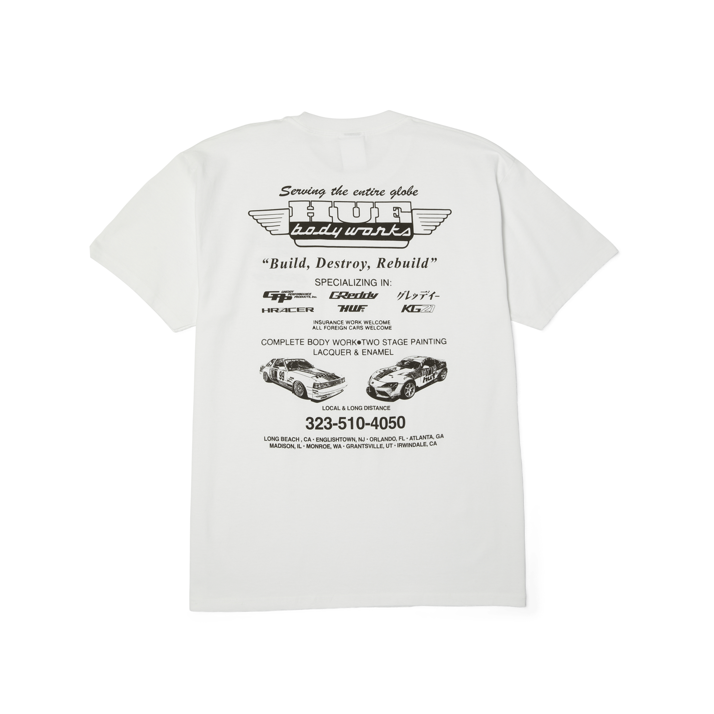 HUF X Greddy Body Works T-shirt - White - Kubanna