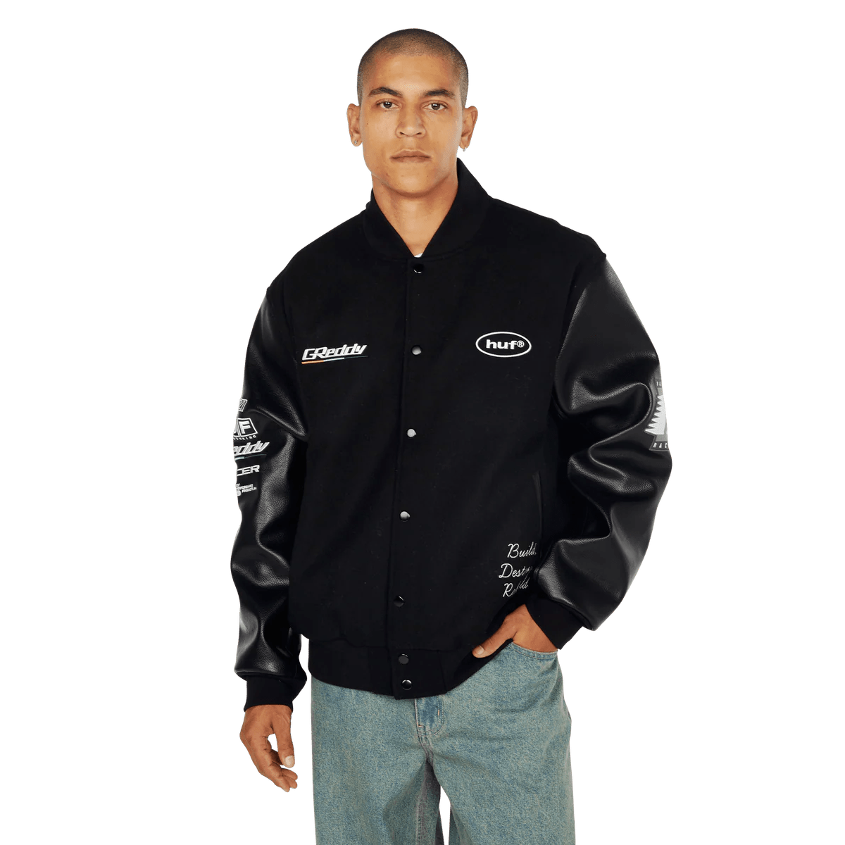 HUF x Greddy Varsity Jacket - Black - Kubanna