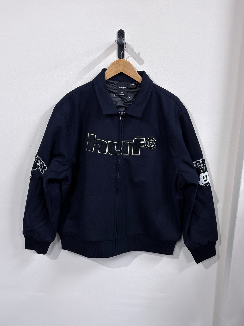 HUF X Mickey Mouse Worldwide Tour Varsity Jacket - Navy - Kubanna
