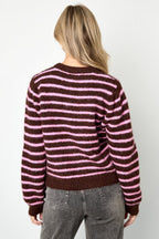 Knitted cardigan Stripes - Brown/Pink - Kubanna