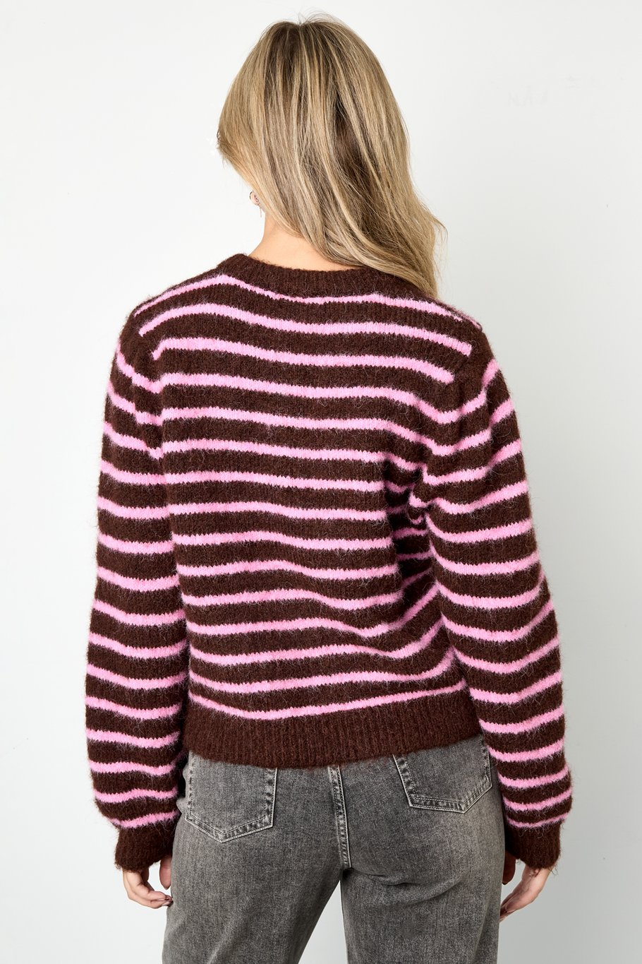 Knitted cardigan Stripes - Brown/Pink - Kubanna