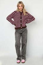 Knitted cardigan Stripes - Brown/Pink - Kubanna