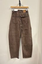 Laulia Barrel Mid Waist Jeans - Brown - Kubanna