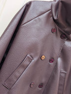 Lichi Faux Leather Jacket - Eggplant - Kubanna