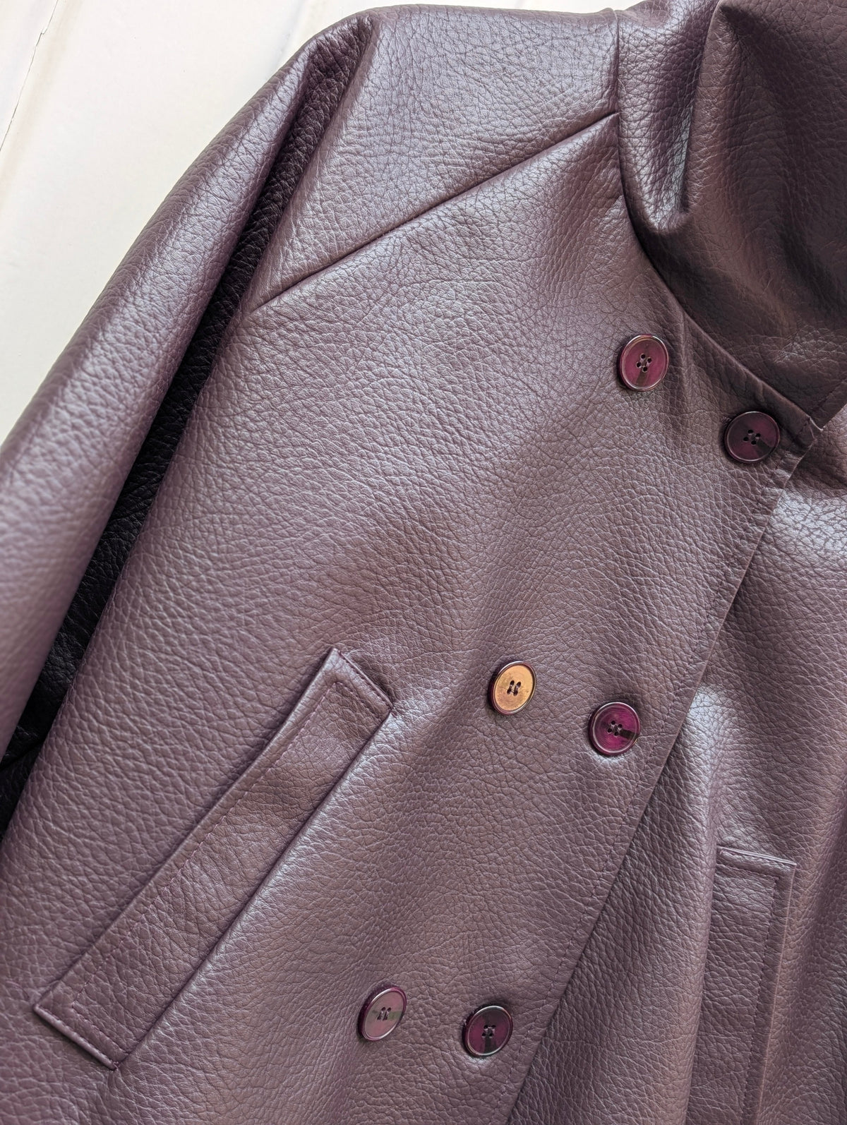 Lichi Faux Leather Jacket - Eggplant - Kubanna