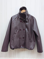 Lichi Faux Leather Jacket - Eggplant - Kubanna