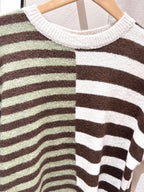 Lucy Knitted Striped T-shirt - Brown/Green - Kubanna