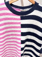 Lucy Knitted Striped T-shirt - Pink/Navy - Kubanna