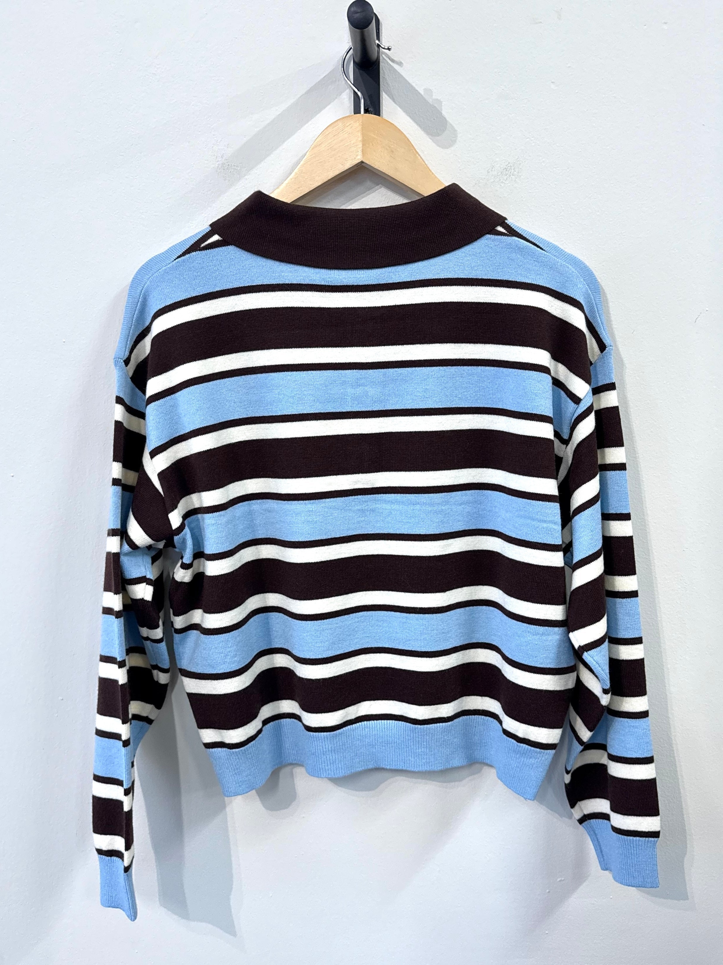Lucy Striped Polo Sweater - Blue/Brown - Kubanna