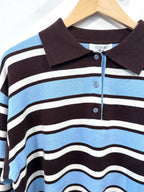 Lucy Striped Polo Sweater - Blue/Brown - Kubanna