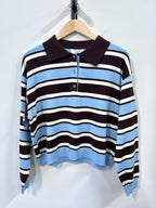Lucy Striped Polo Sweater - Blue/Brown - Kubanna