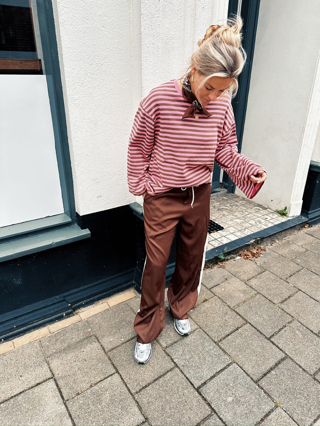 Not a label Anna Striped Longsleeve - Brown/Pink - Kubanna