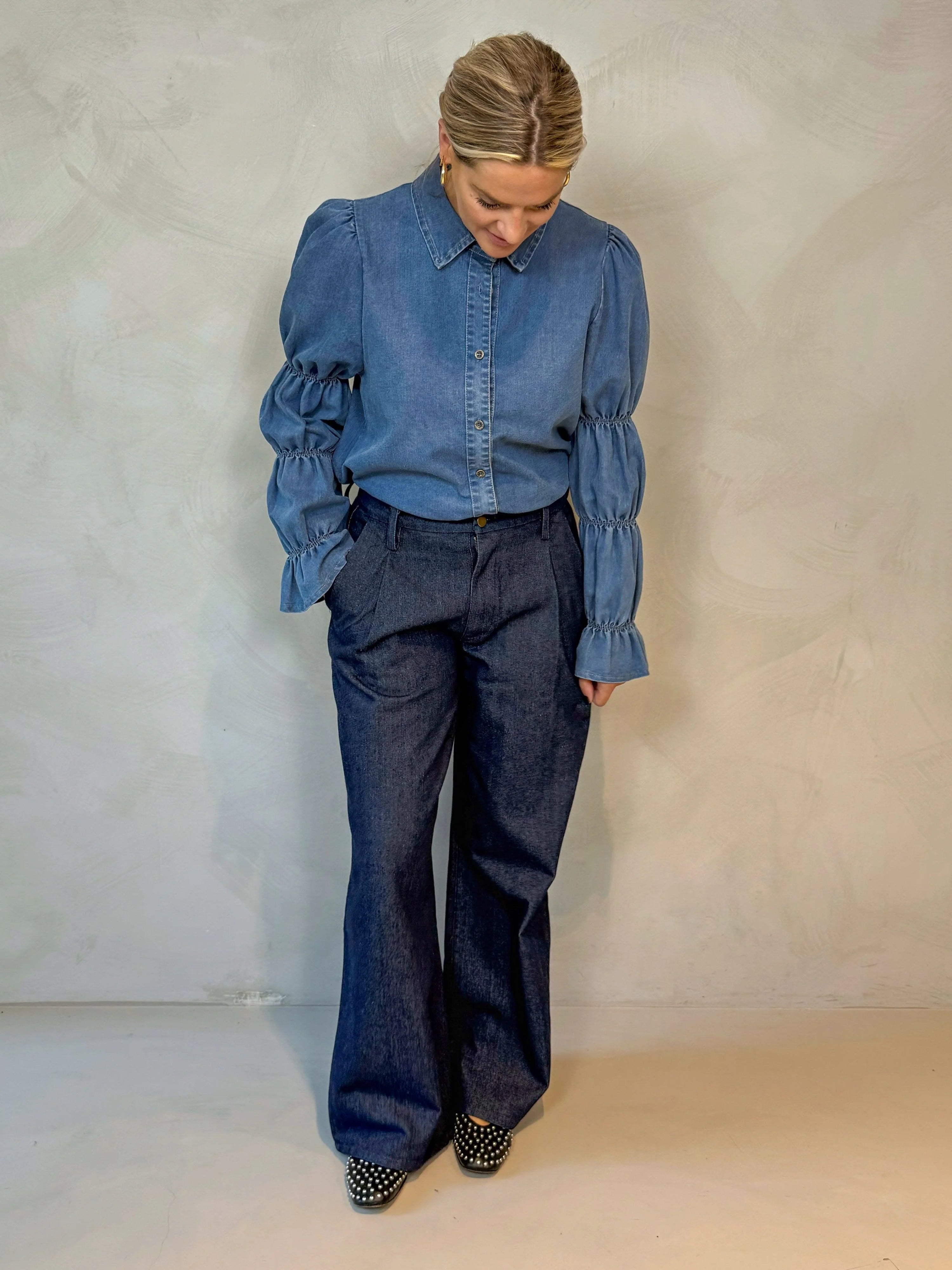 Not a label Ginny jeans blouse - Medium Blue - Kubanna