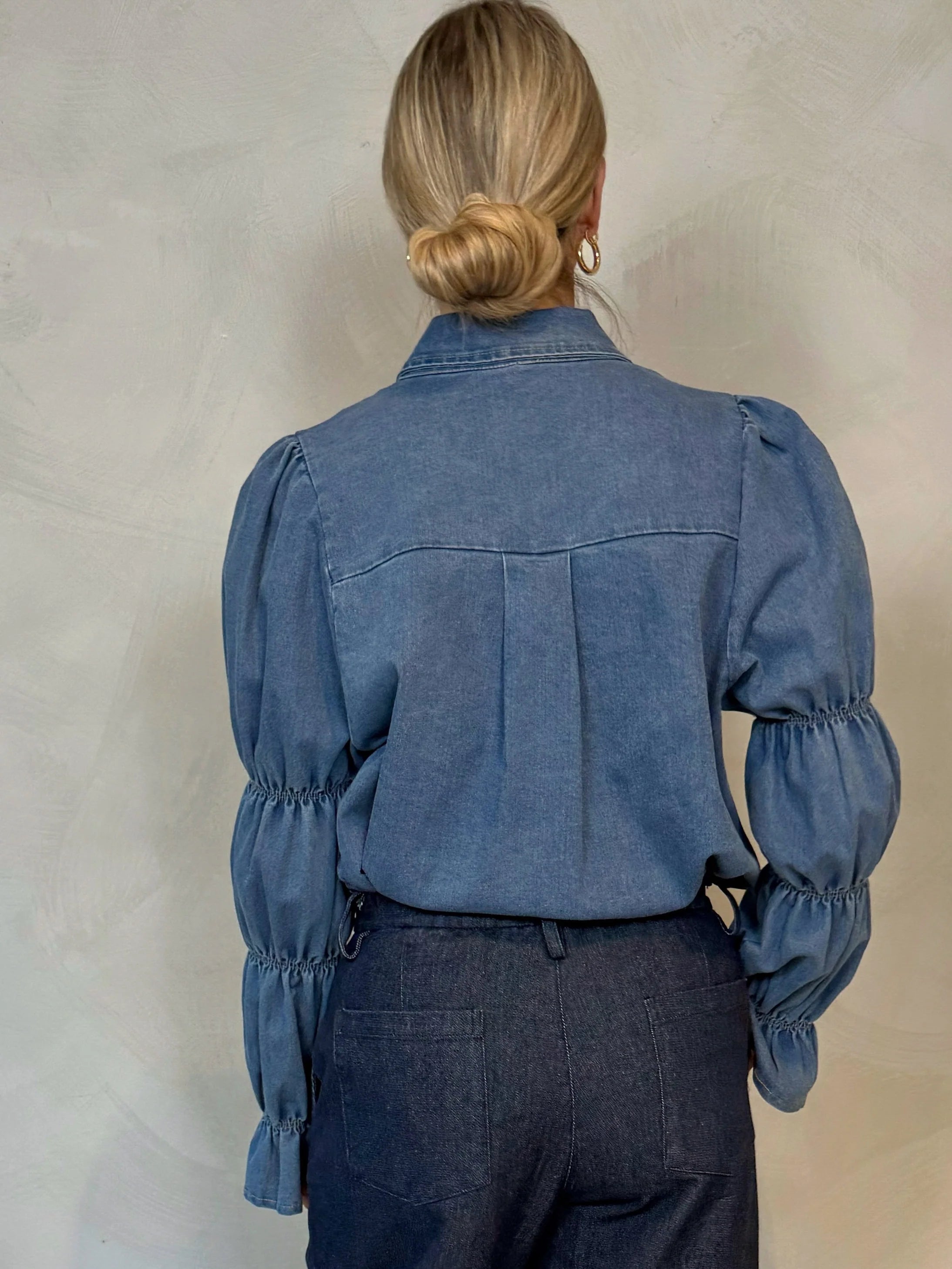 Not a label Ginny jeans blouse - Medium Blue - Kubanna